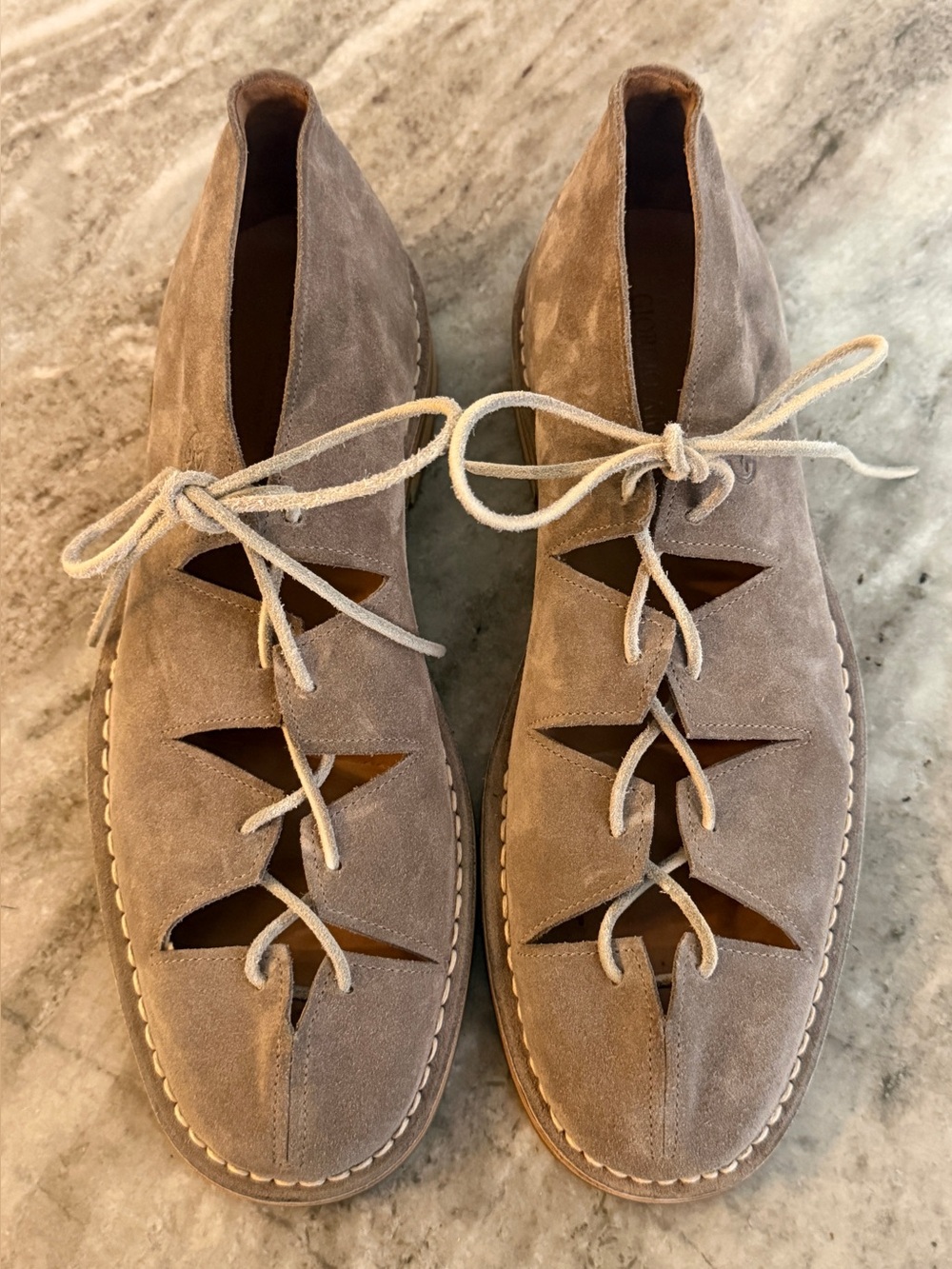 GIORGIO ARMANI TAN SUEDE FISHERMAN SANDALS LACE UP 11 US / 44 EU $1800 SOLOVIERE